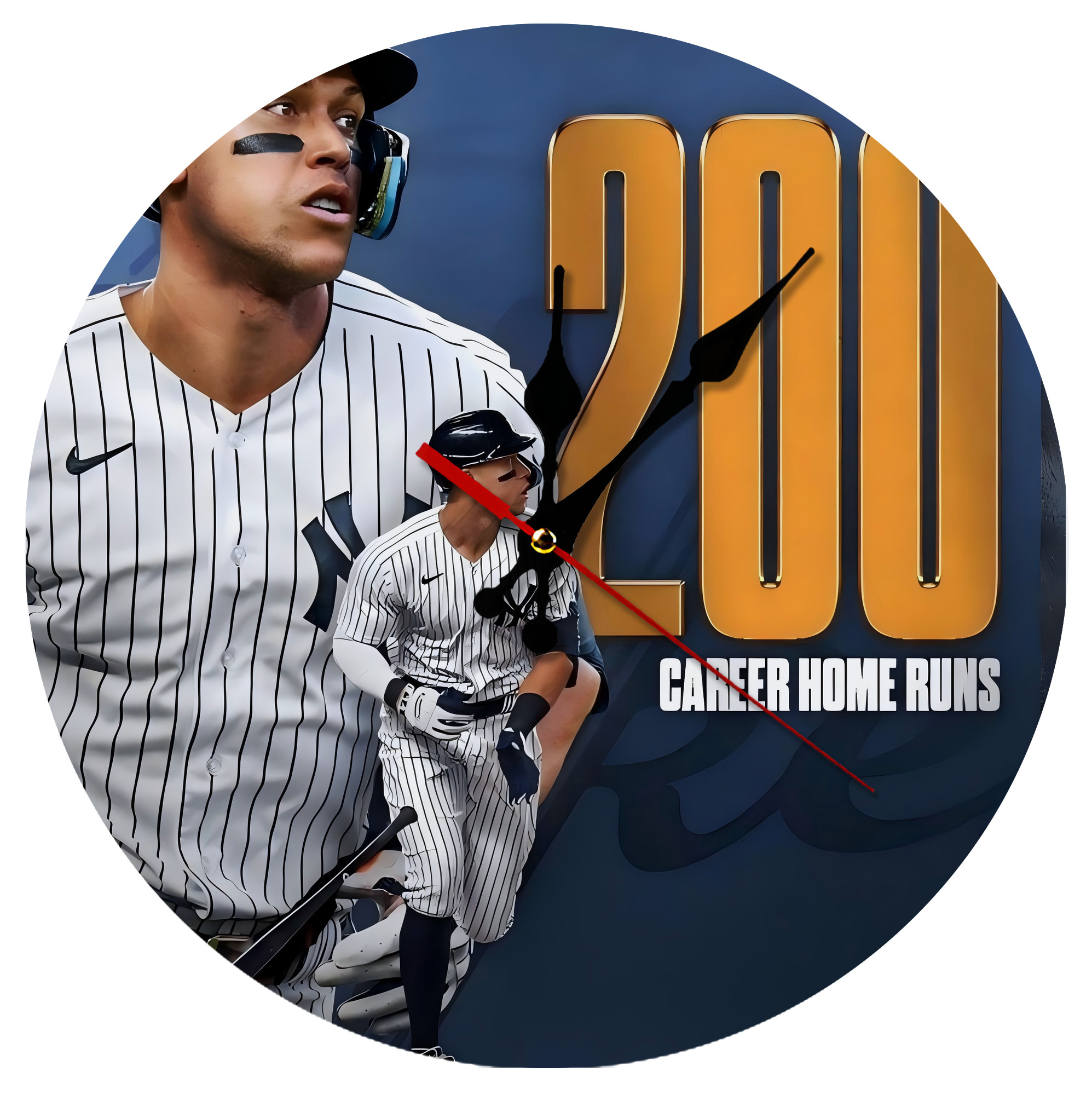 Aaron Judge 200 Home Runs 1 Silent Round Wall Clock – Modern & Stylish DIY Design, Durable Wood Construction, Easy To Install – Perfect For Office, Bedroom, Living Room, And More